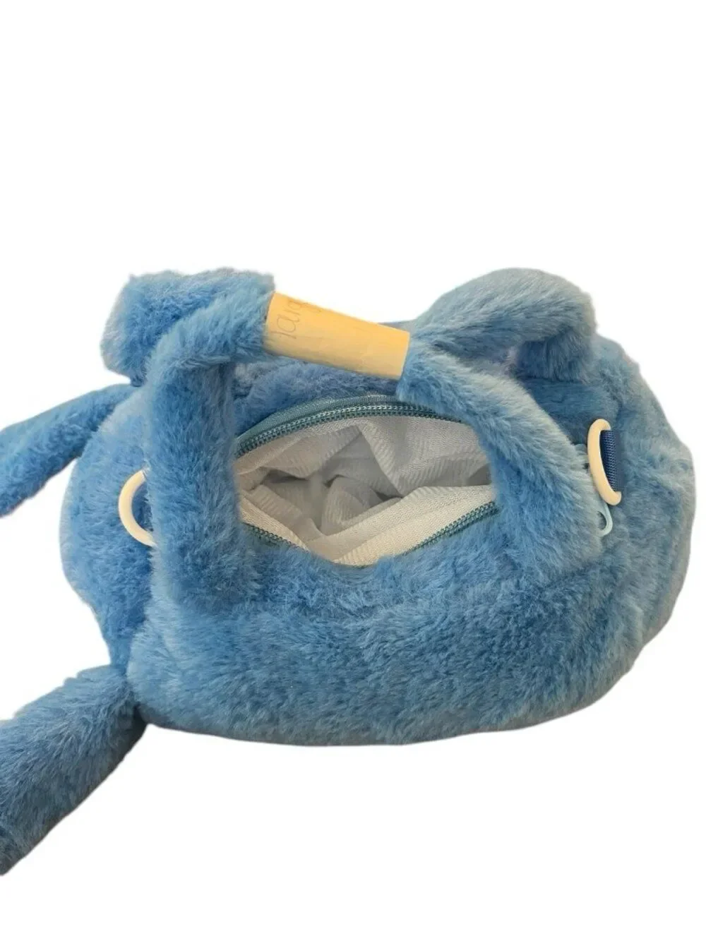 Childrens Girls Stitch Plush Faux Fur Crossbody Double Handles Barrel Bag New